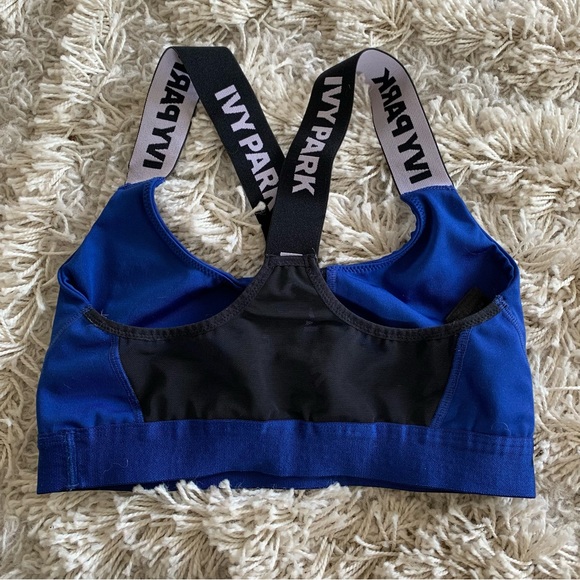 Royal Blue Black/White Cross Back Strap Ivy Park Sports Bra - Picture 3 of 4